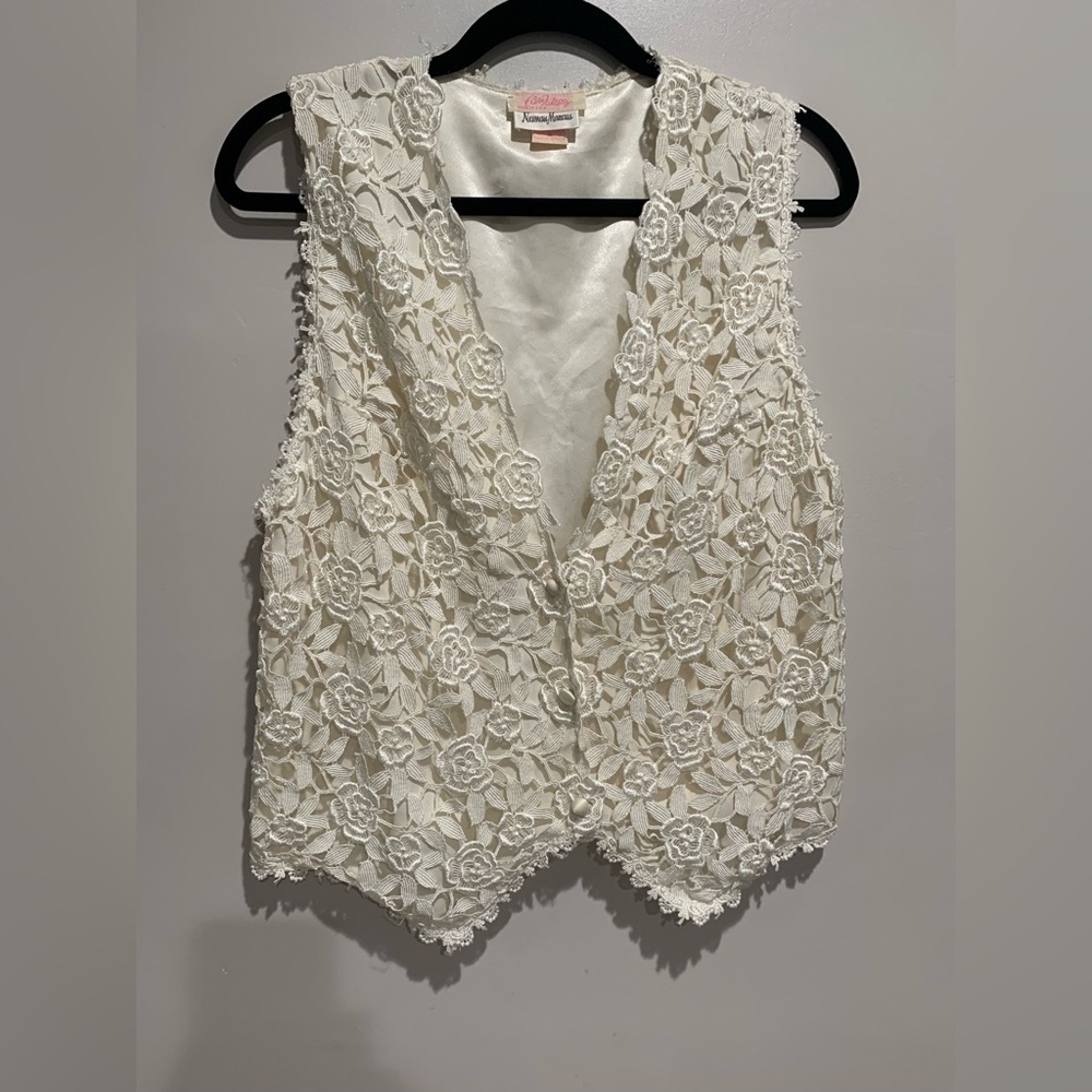 Neiman Marcus floral lace vest top.